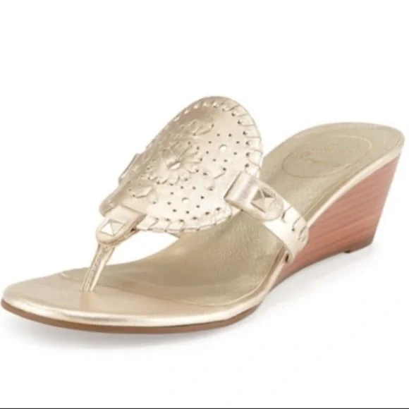 Jack Rogers Devyn Wedge Sandal Gold - Picture 2 of 16